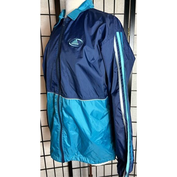 Adidas Blue Stripe Zip Up Windbreaker - Picture 3 of 7